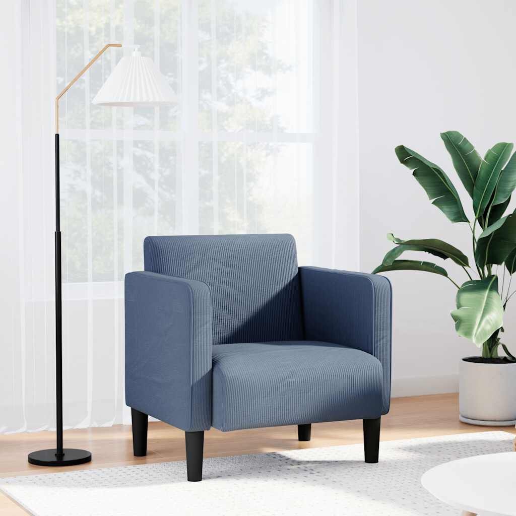 vidaXL Blauwe Corduroy Fauteuil (40% korting!) - Zo goed als nieuw!