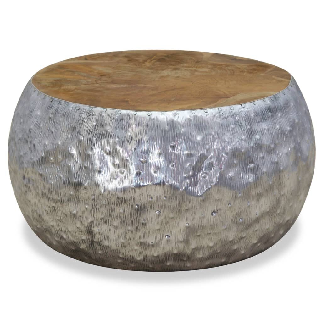 VidaXL Salontafel 60x60x30cm Aluminium & Teak - Nu 35% Korting!