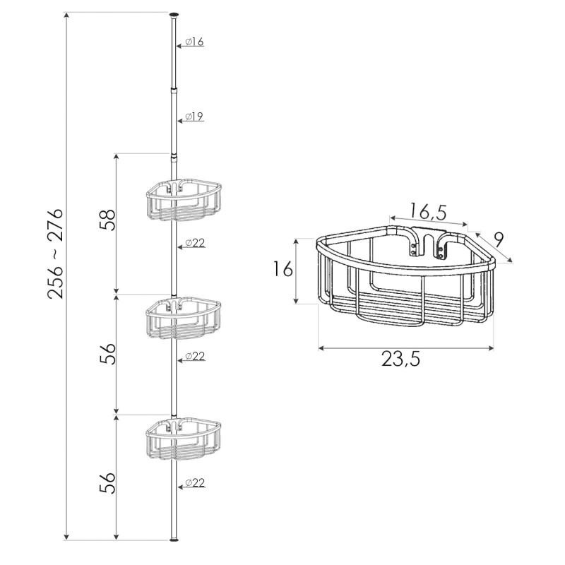 Telescopisch Doucherek Zwart - 3 Niveaus | 46% Korting!