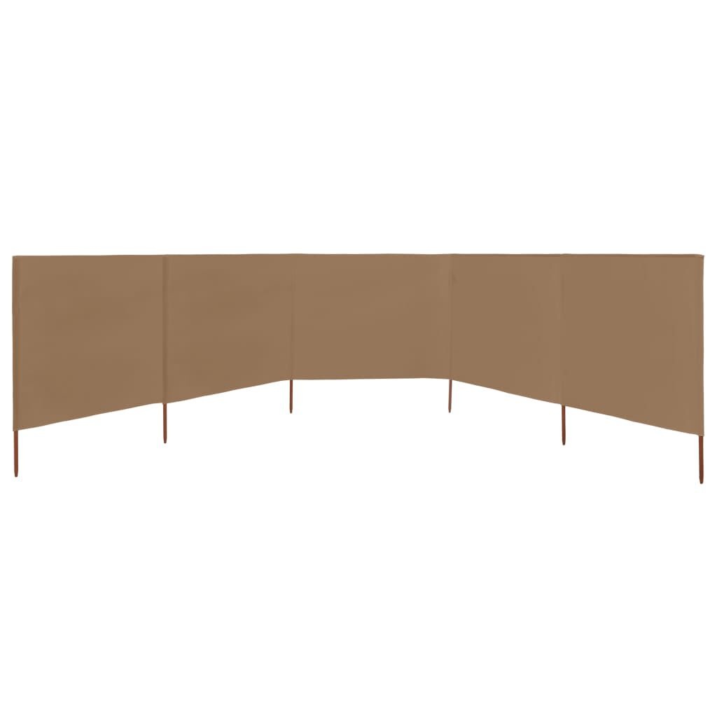 VidaXL Windscherm 5-panelen 600x160 cm Stof Taupe - 70% Korting!