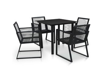 vidaXL PVC-Rattan Tuinset (5-delig) - Zwart | 60% Korting!