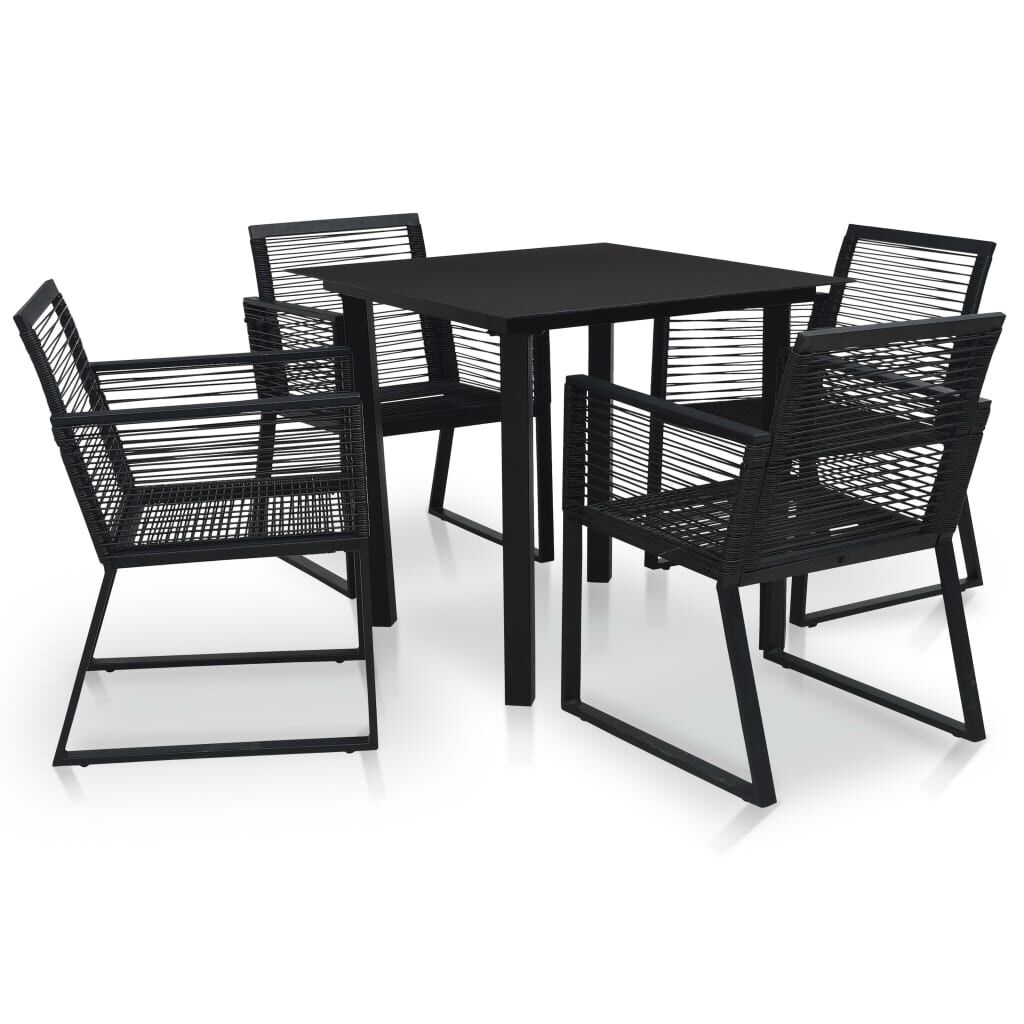 vidaXL PVC-Rattan Tuinset (5-delig) - Zwart | 60% Korting!