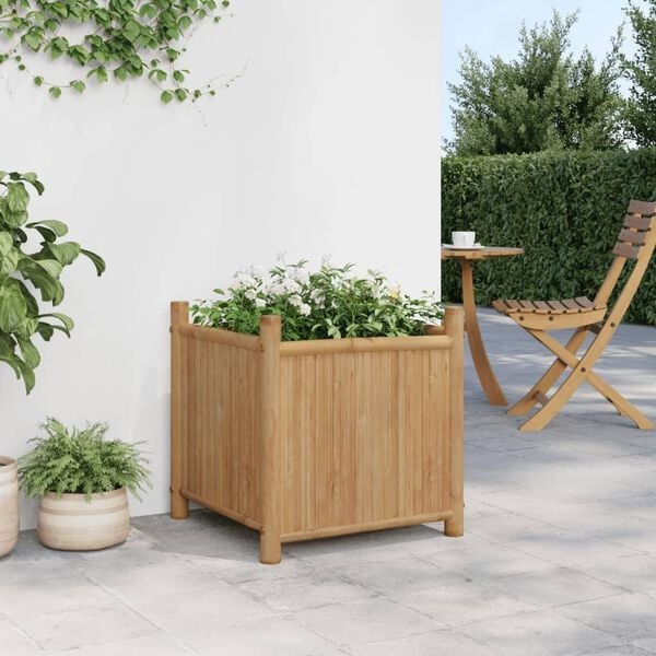 VidaXL Bamboe Plantenbak 50x50x50 cm - 35% Korting! | Ongebruikt