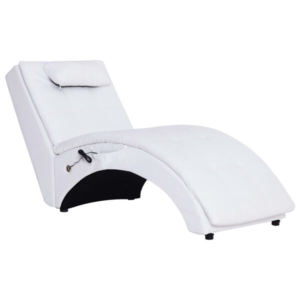 VidaXL Massage Chaise Longue Kunstleer Wit - 55% Korting!