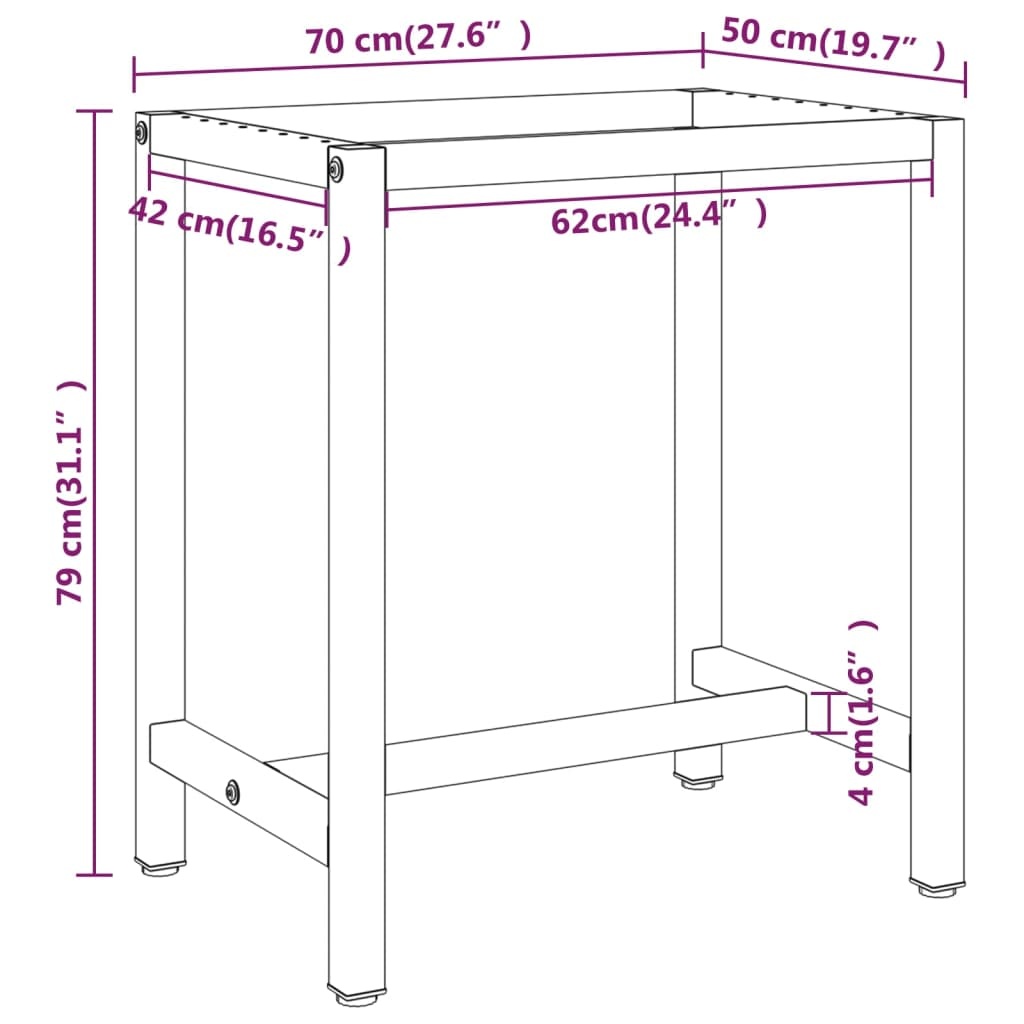 VidaXL Werkbankframe Matzwart/Rood 70x50x79cm - 55% Korting!