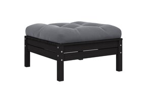 VidaXL Grenenhouten Tuinvoetenbank + Antraciet Kussen - 73% Korting!