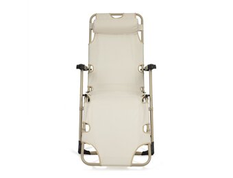 Tuin Ligstoel 2in1 Beige - 60% Korting! Stevig & Comfortabel