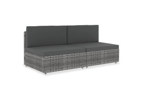 vidaXL Tweezitsbank Sectioneel Poly Rattan Grijs - 65% Korting!