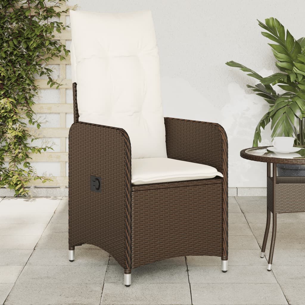 VidaXL Tuinstoel Verstelbaar Poly Rattan Bruin met Kussens - 68% Korting!