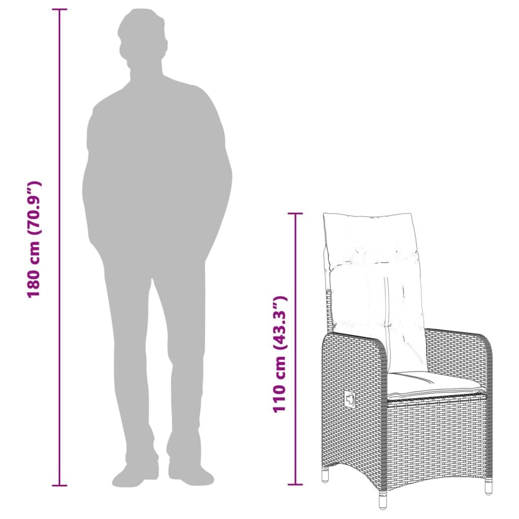 VidaXL Tuinstoel Verstelbaar Poly Rattan Bruin met Kussens - 68% Korting!