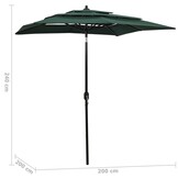 VidaXL Parasol Groen 2x2m - 46% Korting! Uitpakmodel