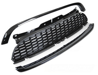 Grill MINI Cooper R55/56/57 JCW Stijl - Glanzend Zwart | 50% Korting!