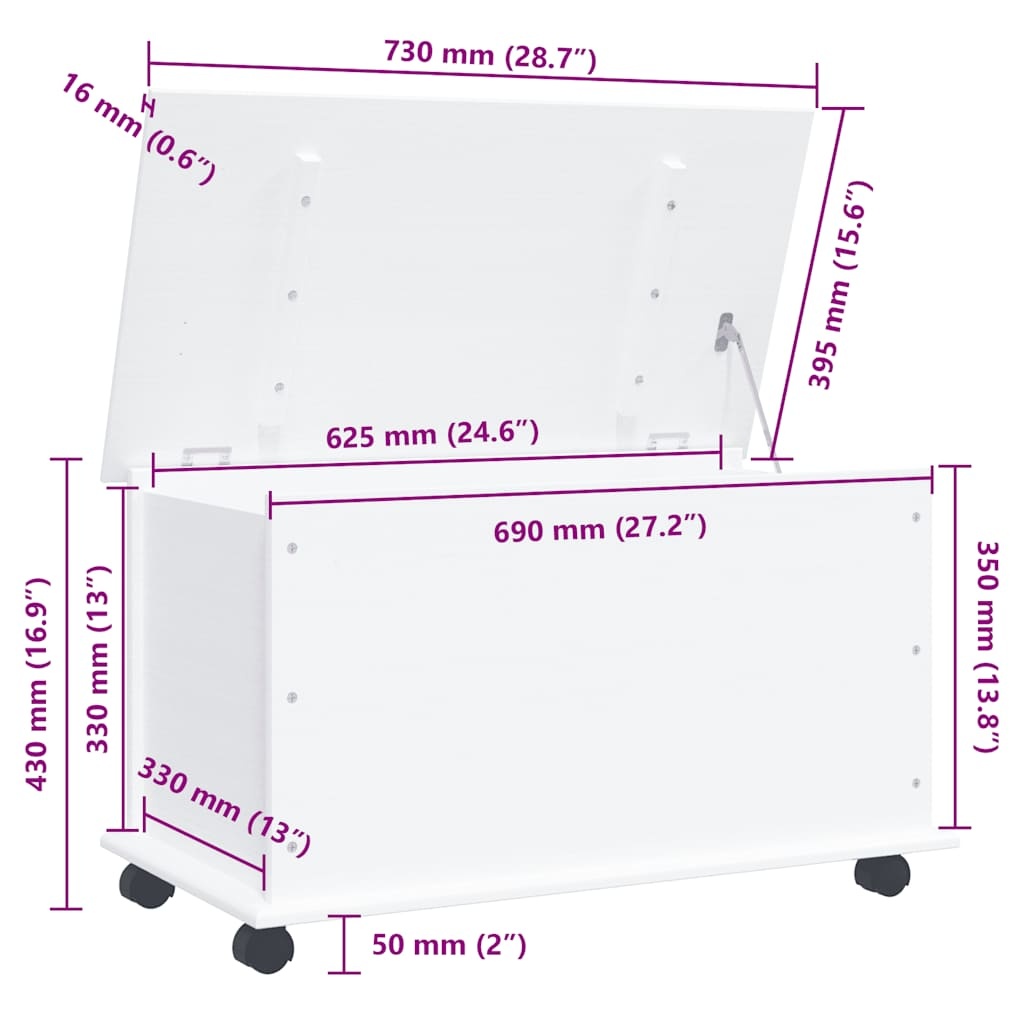 vidaXL ALTA Opbergkist Grenenhout Wit | 40% Korting | Zo Goed Als Nieuw!