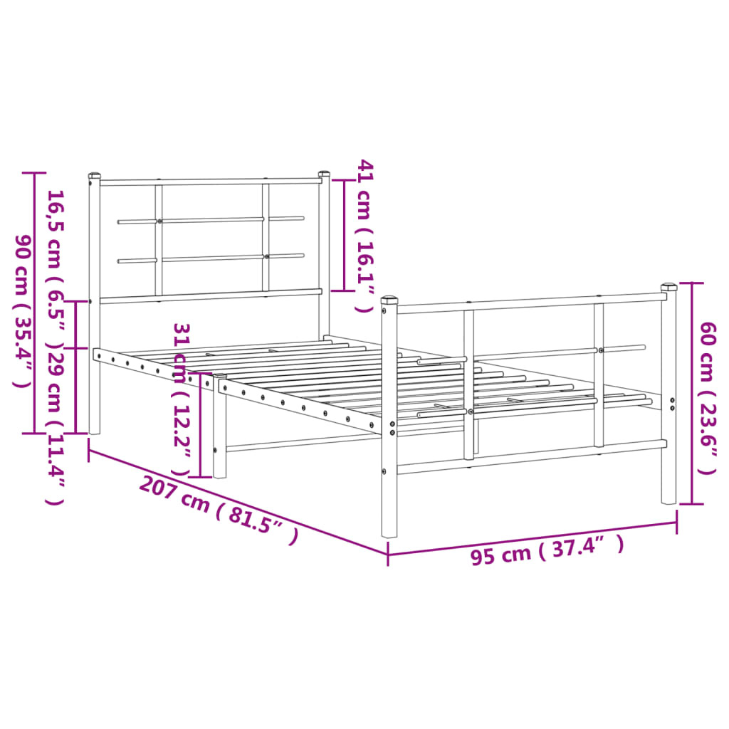 vidaXL Bedframe Metaal Wit 90x200 cm | 40% Korting | Zo Goed Als Nieuw!