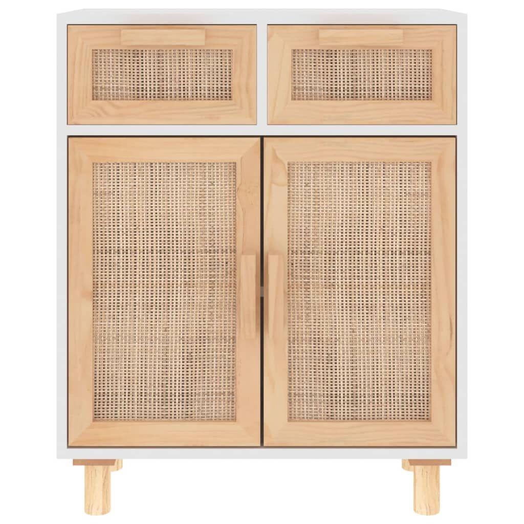 VidaXL Dressoir Wit Grenenhout & Rattan - 60x30x75cm - 40% Korting!