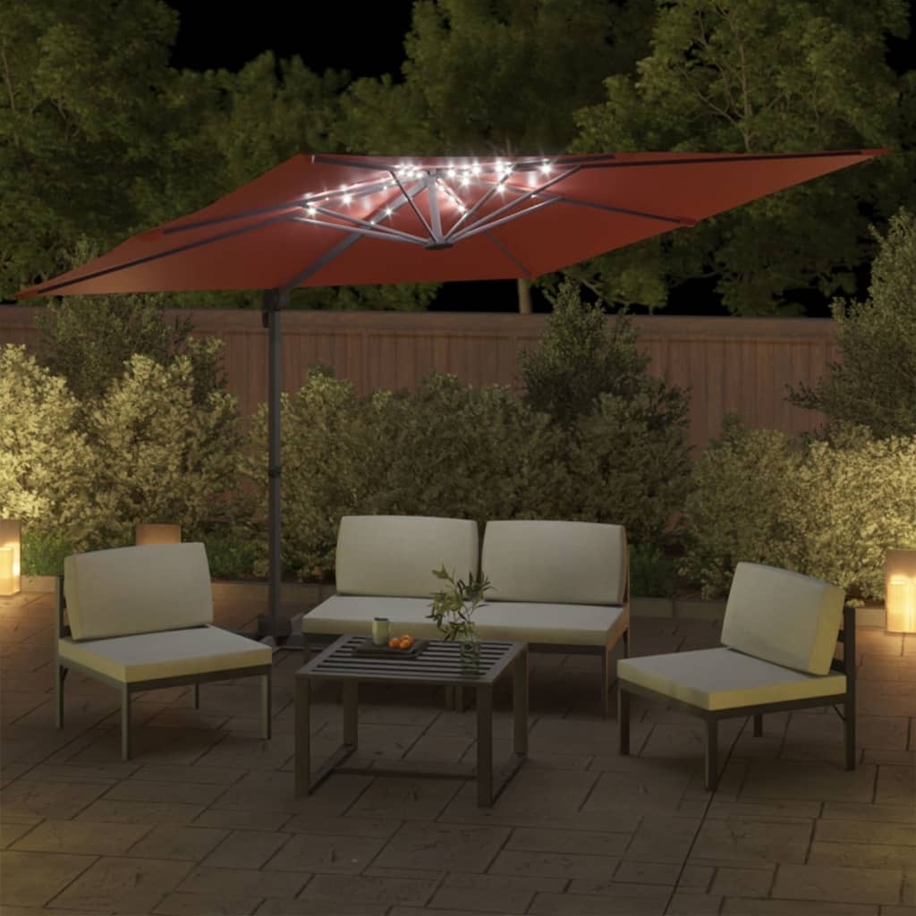 VidaXL Zweefparasol Terracotta 400x300cm met LED - 57% Korting!