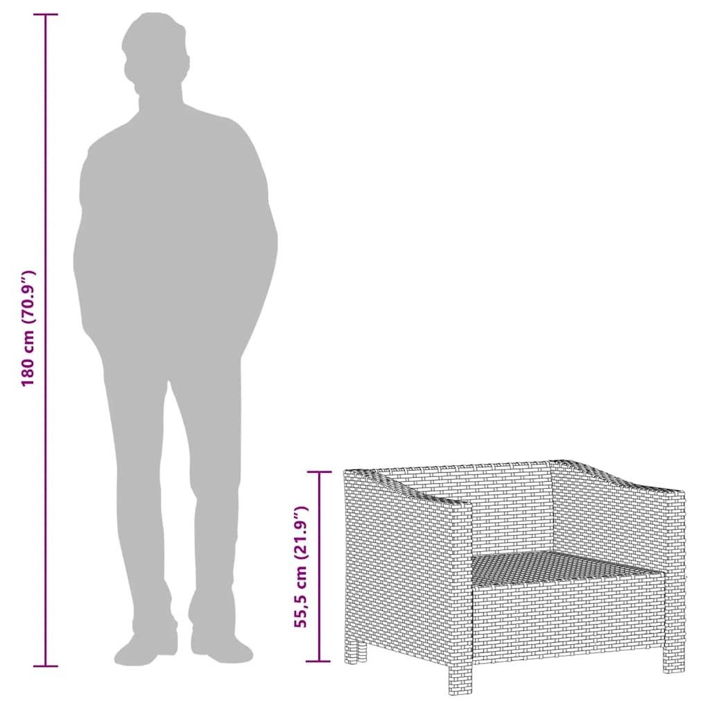 vidaXL Tuinstoel Poly Rattan Grijs met Kussens | 85% KORTING!