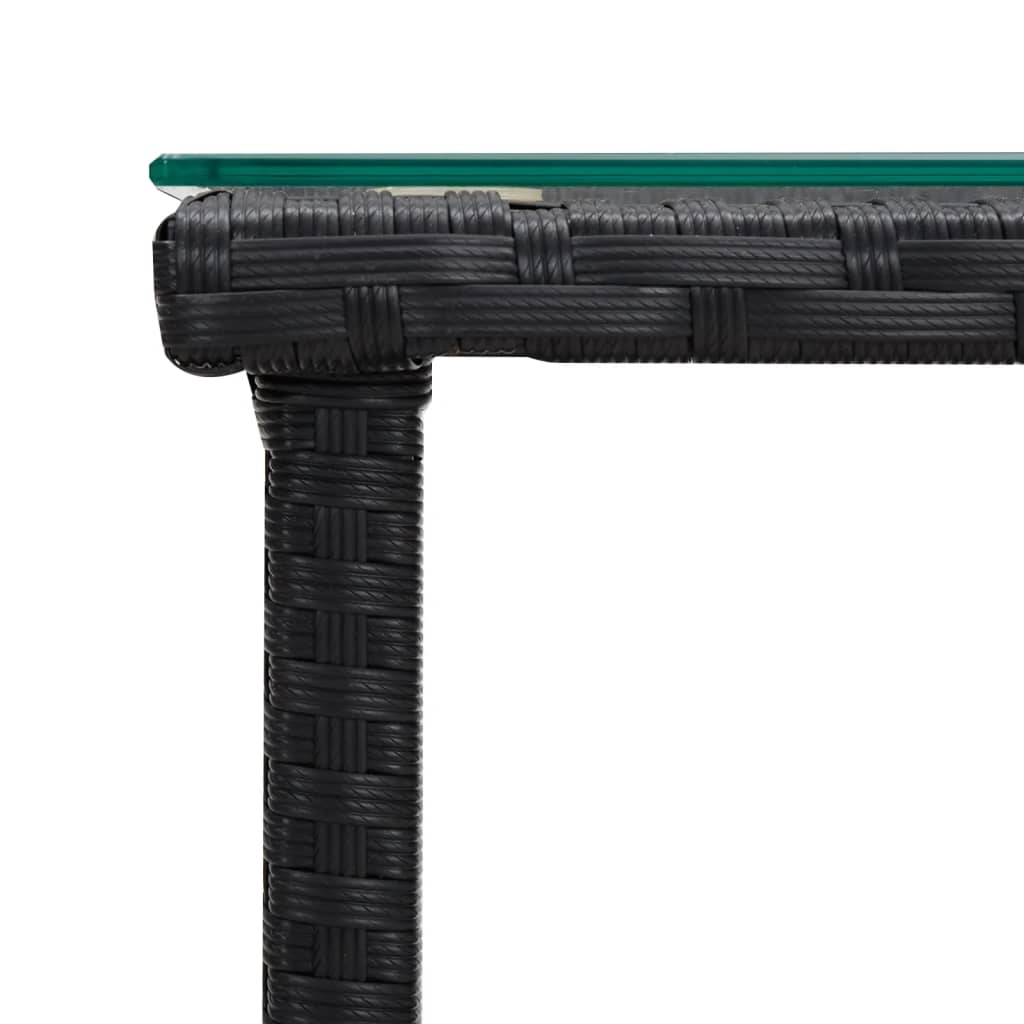 vidaXL Bijzettafel Poly Rattan & Glas Zwart - 45x45x45cm | 40% Korting!