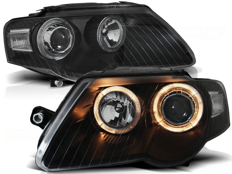 VW Passat B6 Koplampen Dual Halo Angel Eyes Zwart - 64% Korting!