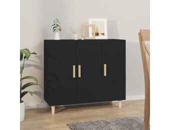 vidaXL Dressoir 90x34x80 cm Bewerkt Hout Zwart - 68% KORTING!