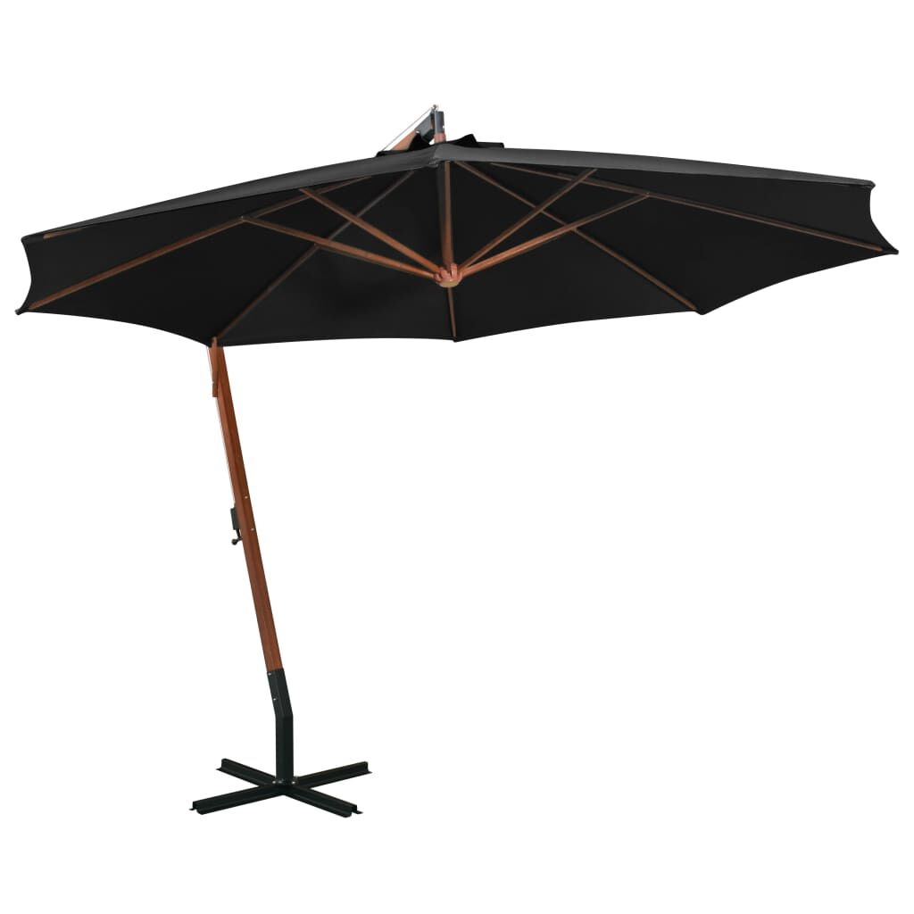 Zonovergoten Zomer! VidaXL Zweefparasol Hout 3,5m Zwart - Nu 35% Korting!