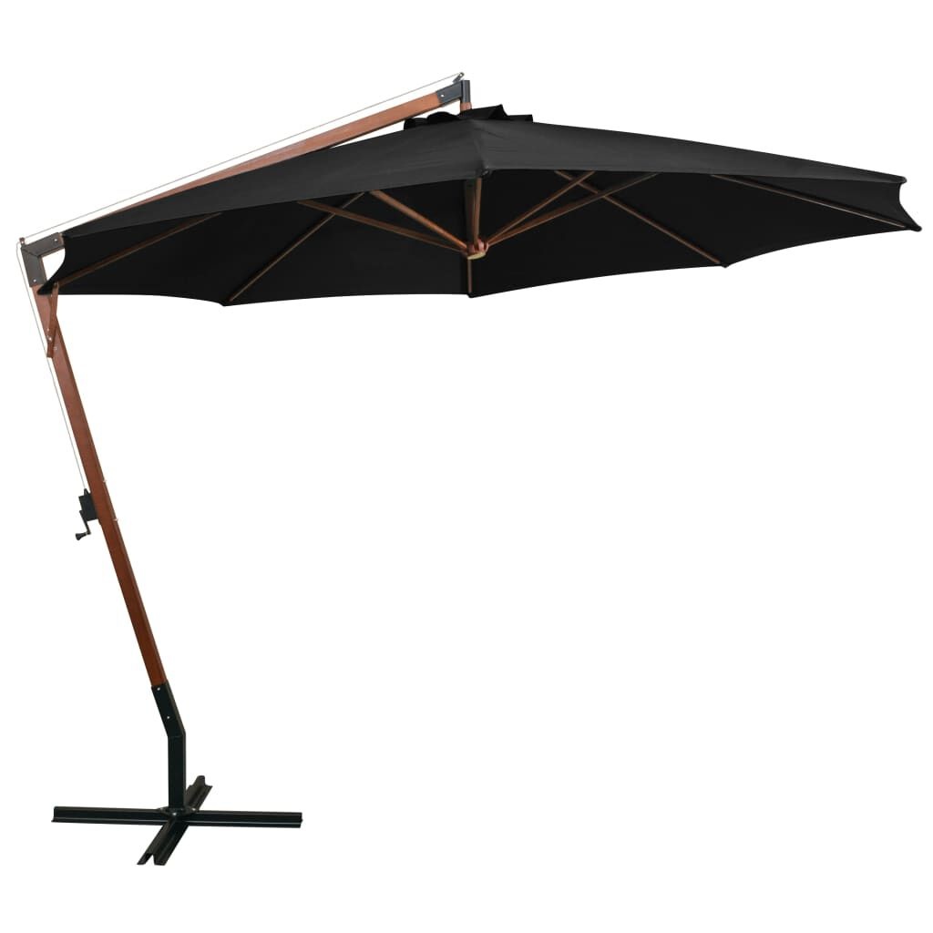 Zonovergoten Zomer! VidaXL Zweefparasol Hout 3,5m Zwart - Nu 35% Korting!