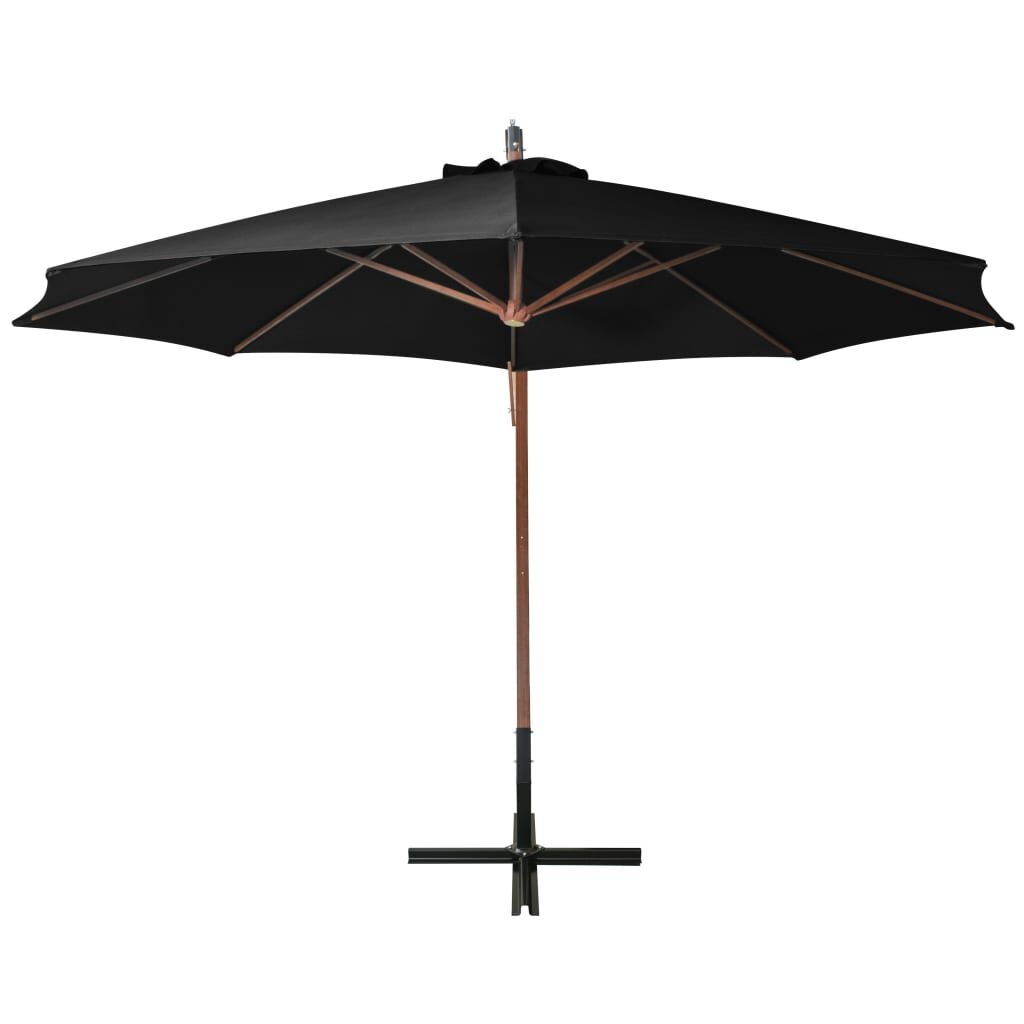 Zonovergoten Zomer! VidaXL Zweefparasol Hout 3,5m Zwart - Nu 35% Korting!