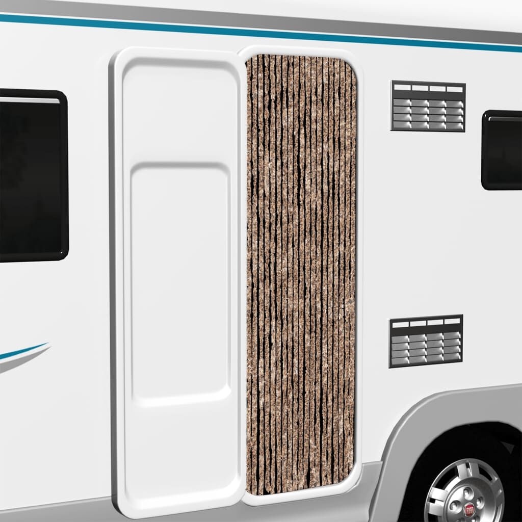 vidaXL Vliegengordijn 56x200cm Chenille Beige/Donkerbruin - 65% Korting!