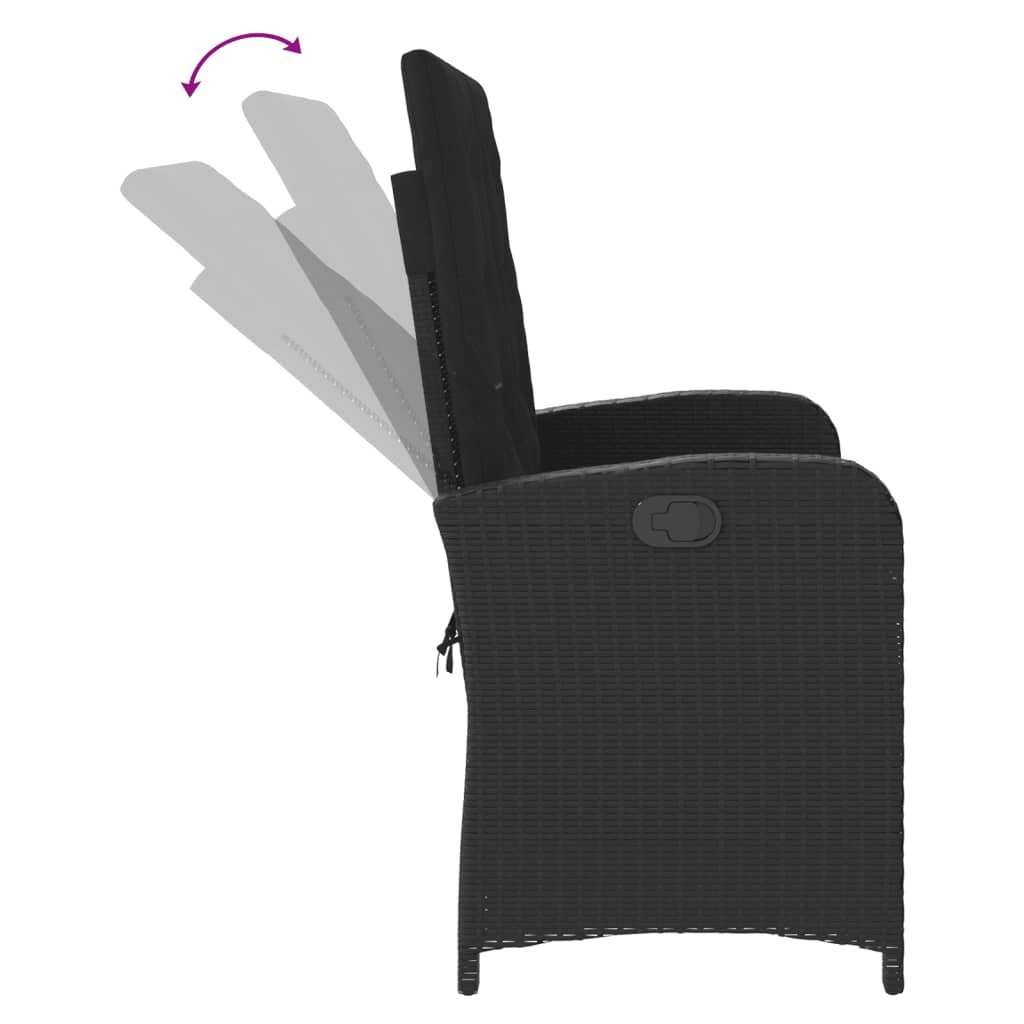 VidaXL Tuinbank Verstelbaar Poly Rattan Zwart | 46% Korting! | Zo Goed Als Nieuw!