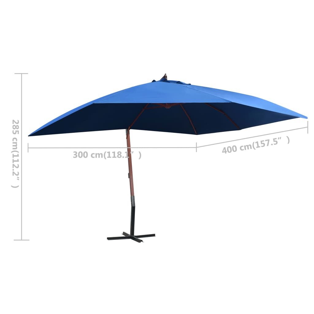 VidaXL Zweefparasol Blauw 400x300cm - 53% Korting! Ongebruikt!