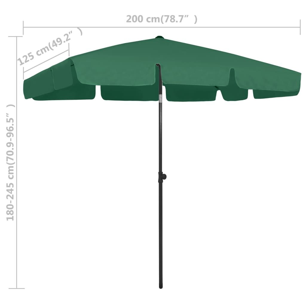 VidaXL Strandparasol Groen 200x125cm - 62% Korting!