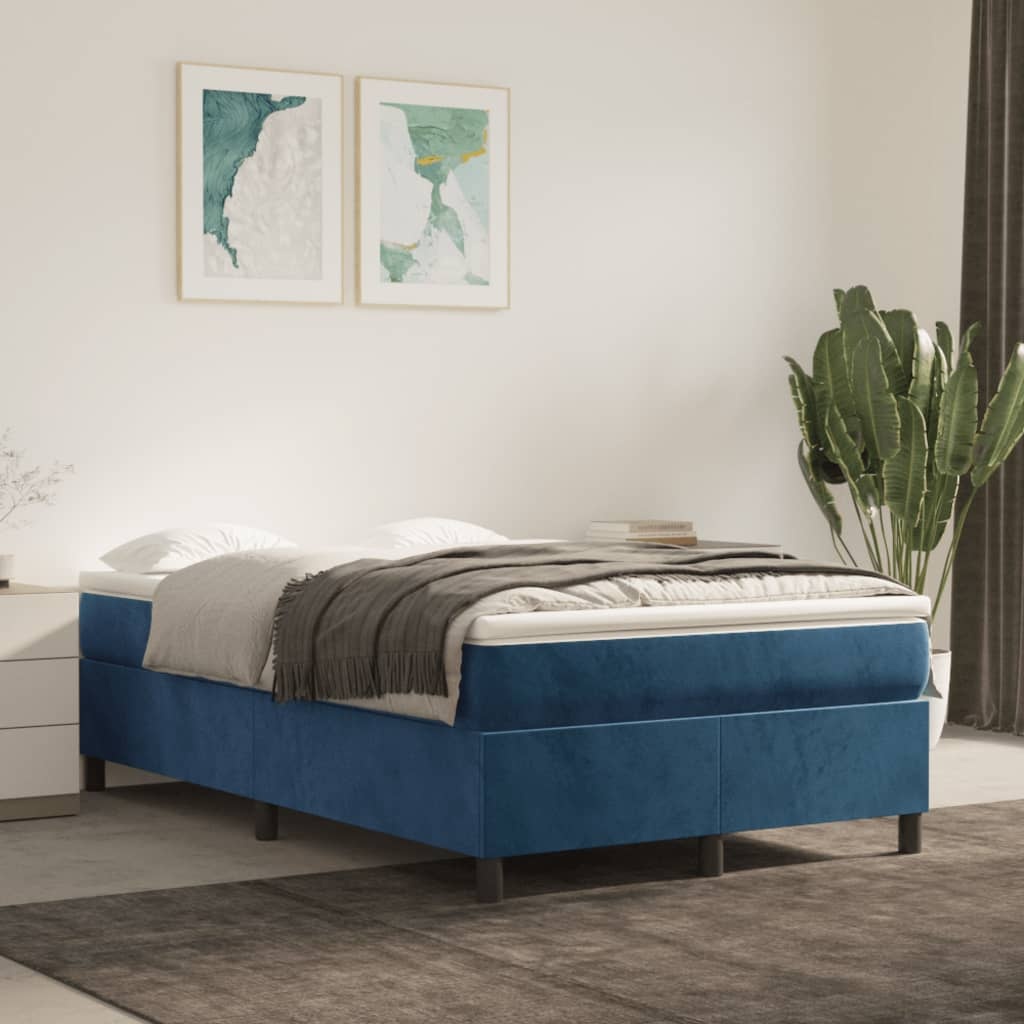 vidaXL Bedframe Donkerblauw Fluweel 120x200 cm - 55% Korting!