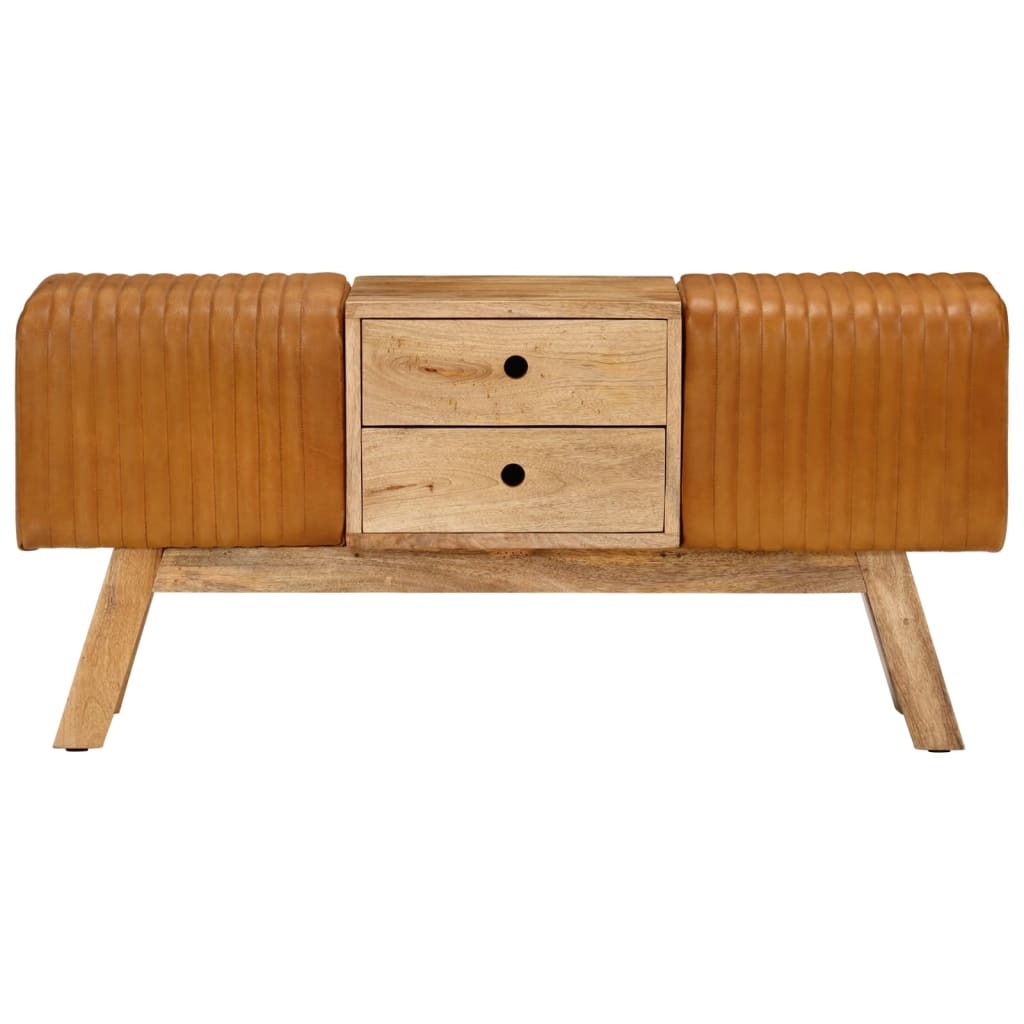 vidaXL Bankje Turnbok 107cm Echt Leer | 55% Korting | Uniek Vintage Design!