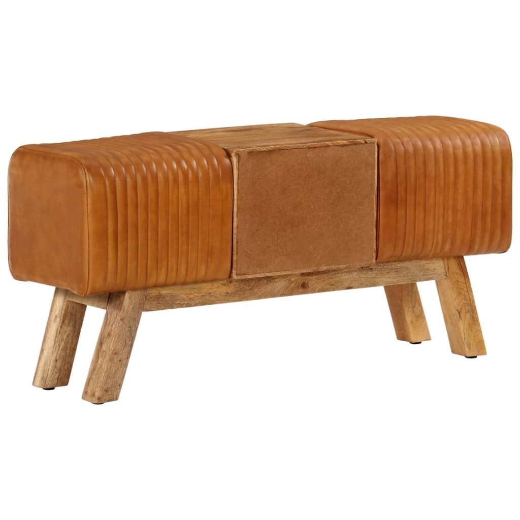 vidaXL Bankje Turnbok 107cm Echt Leer | 55% Korting | Uniek Vintage Design!