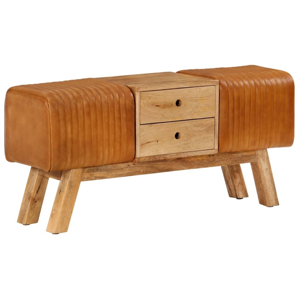 vidaXL Bankje Turnbok 107cm Echt Leer | 55% Korting | Uniek Vintage Design!