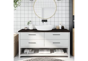 VidaXL Wastafelblad Massief Hout Donkerbruin - 160x50cm | 60% Korting!