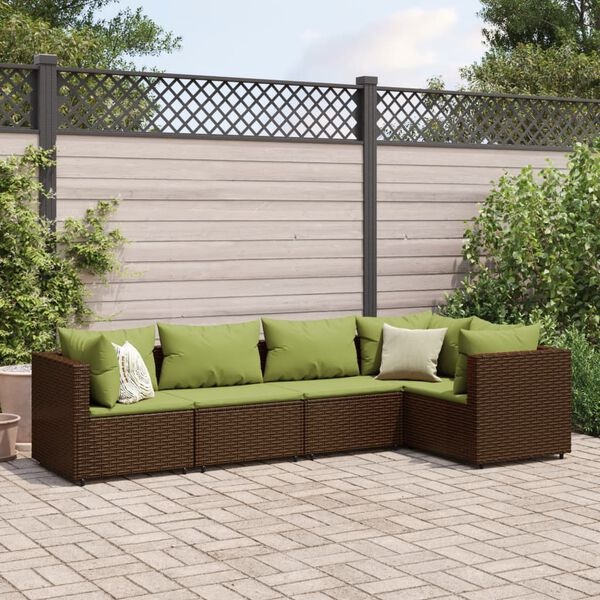VidaXL Tuinhoekbanken met Kussens - 72% Korting! Poly Rattan Bruin