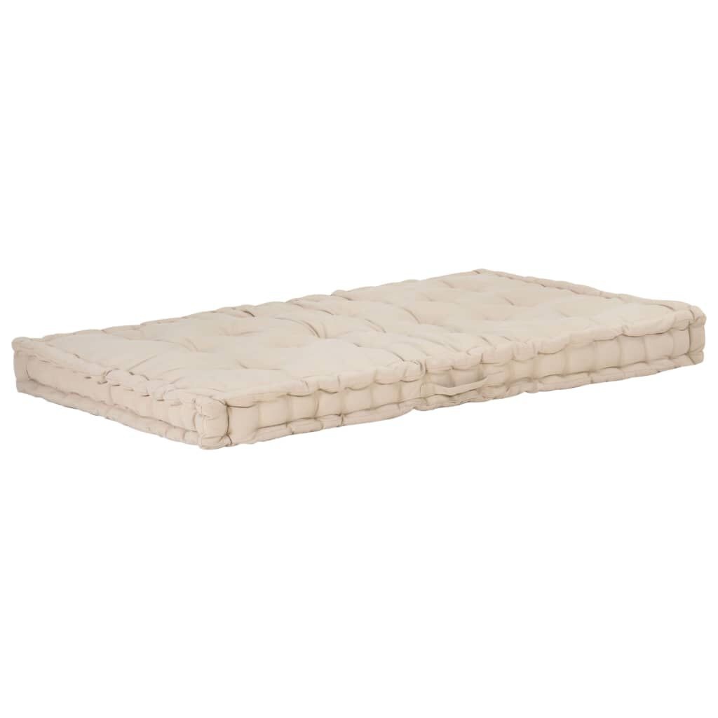 vidaXL Palletvloerkussen Beige Katoen 120x80x10 cm - 46% Korting!