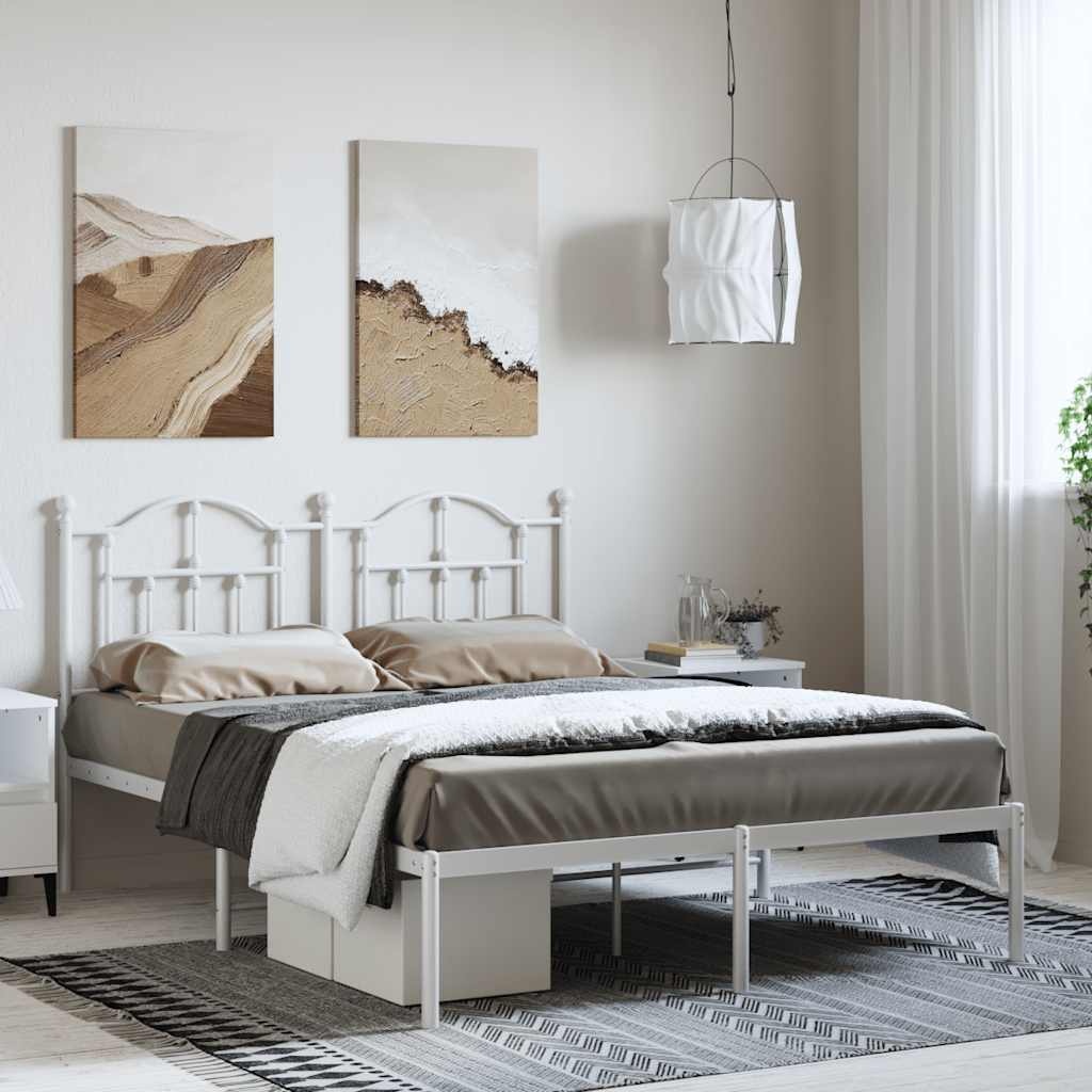VidaXL Bedframe Metaal Wit 150x200cm - Nu 55% Korting!