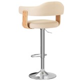 VidaXL Barkrukken (2 st) Gebogen Hout & Kunstleer Crème - 40% Korting!