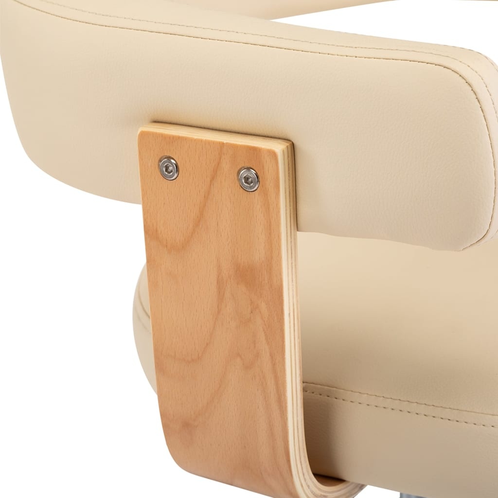 VidaXL Barkrukken (2 st) Gebogen Hout & Kunstleer Crème - 40% Korting!