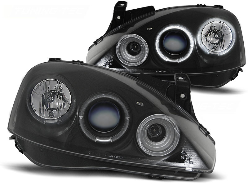Koplampen Dual Halo Angel Eyes Zwart - Opel Corsa C (2000-2009) - 55% Korting!