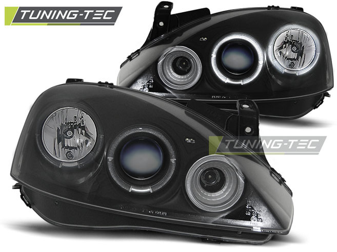 Koplampen Dual Halo Angel Eyes Zwart - Opel Corsa C (2000-2009) - 55% Korting!