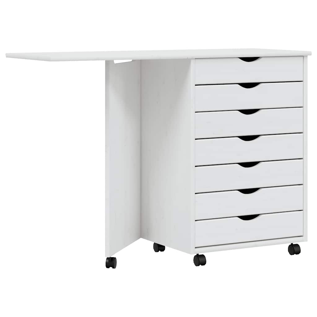 VidaXL Ladekast met Bureau MOSS (40% Korting!) - Verrijdbaar Grenenhout Wit