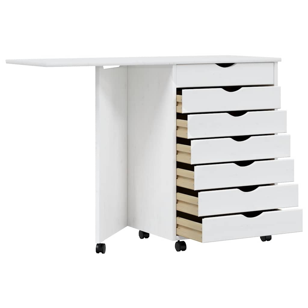 VidaXL Ladekast met Bureau MOSS (40% Korting!) - Verrijdbaar Grenenhout Wit