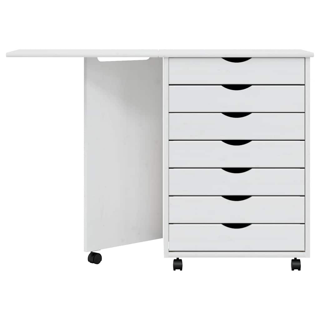 VidaXL Ladekast met Bureau MOSS (40% Korting!) - Verrijdbaar Grenenhout Wit