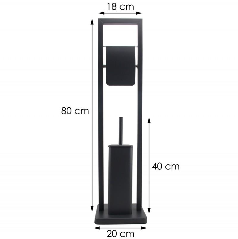 Staande WC Rolhouder met Borstel (80cm) - Zwart - 40% Korting!