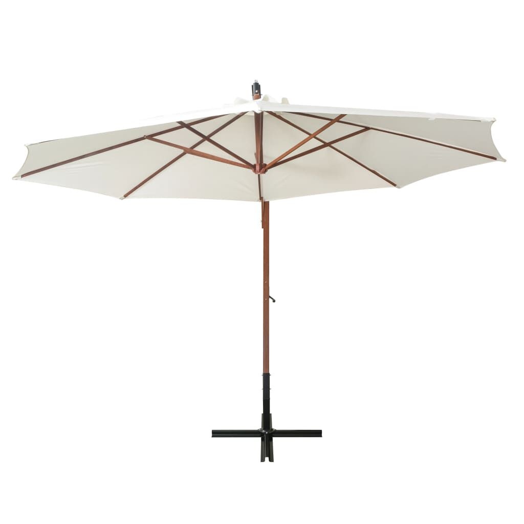 Zweefparasol VidaXL 350cm Wit - 74% Korting! Houten Paal & Waterdicht