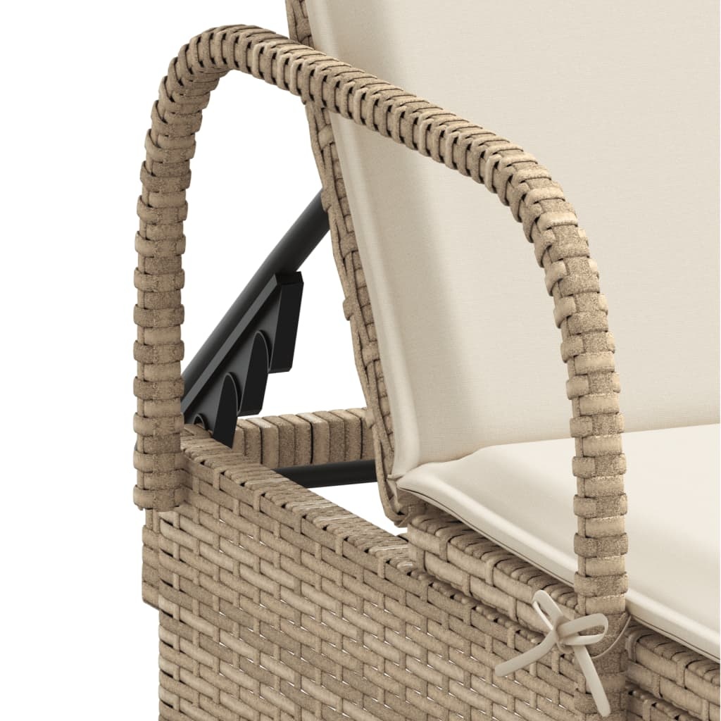 vidaXL Ligbed met wielen & kussen (poly rattan beige) - 72% Korting!