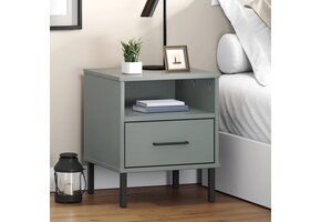 vidaXL Nachtkastje OSLO Grenenhout Grijs - 55% Korting! Uniek Stuk!